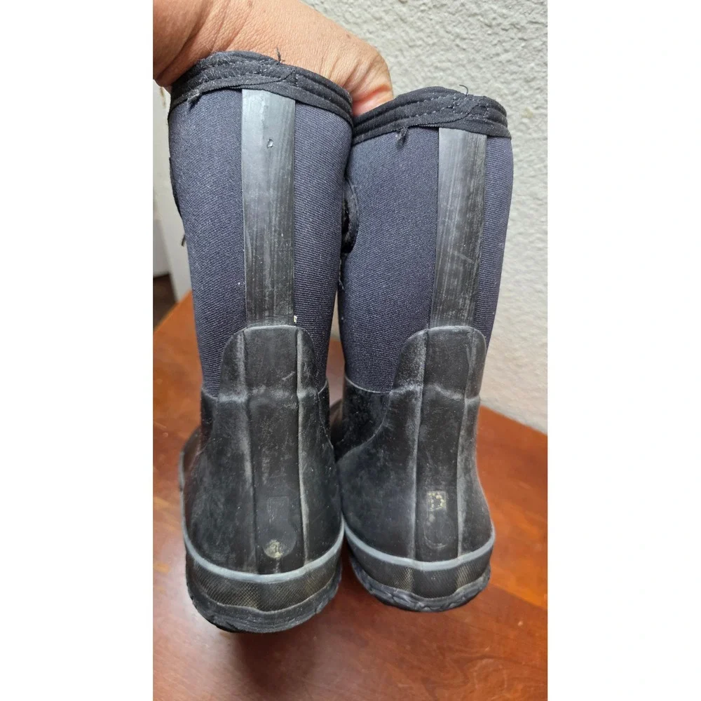 Bogs K Grasp‎ Solid Rain Boots Youth 5 Black Waterproof Neoprene